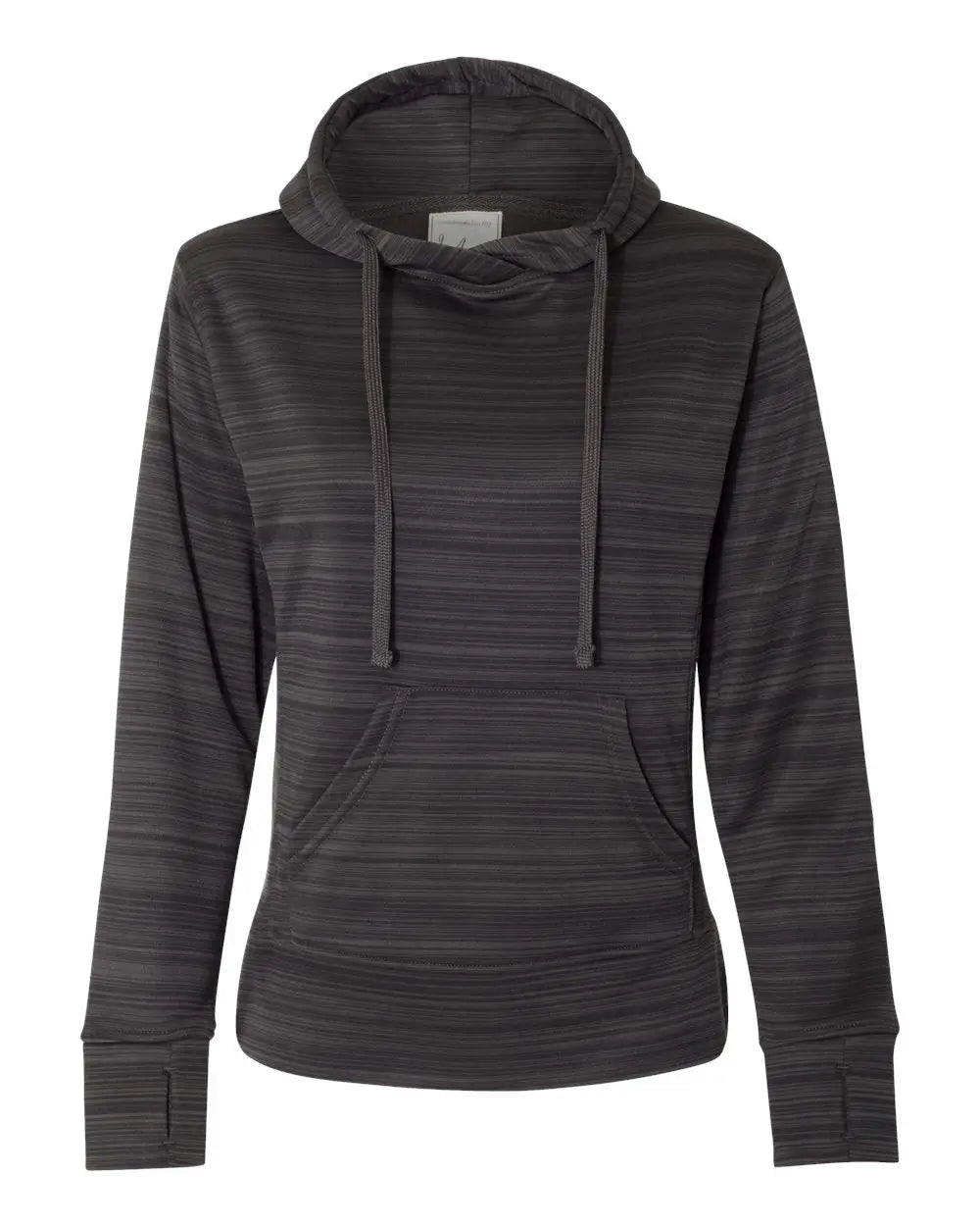 J. America 8662j Women’s Odyssey Striped Performance Fleece Lapover Hooded Sweatshirt - 8662 - Granite - Ladies s