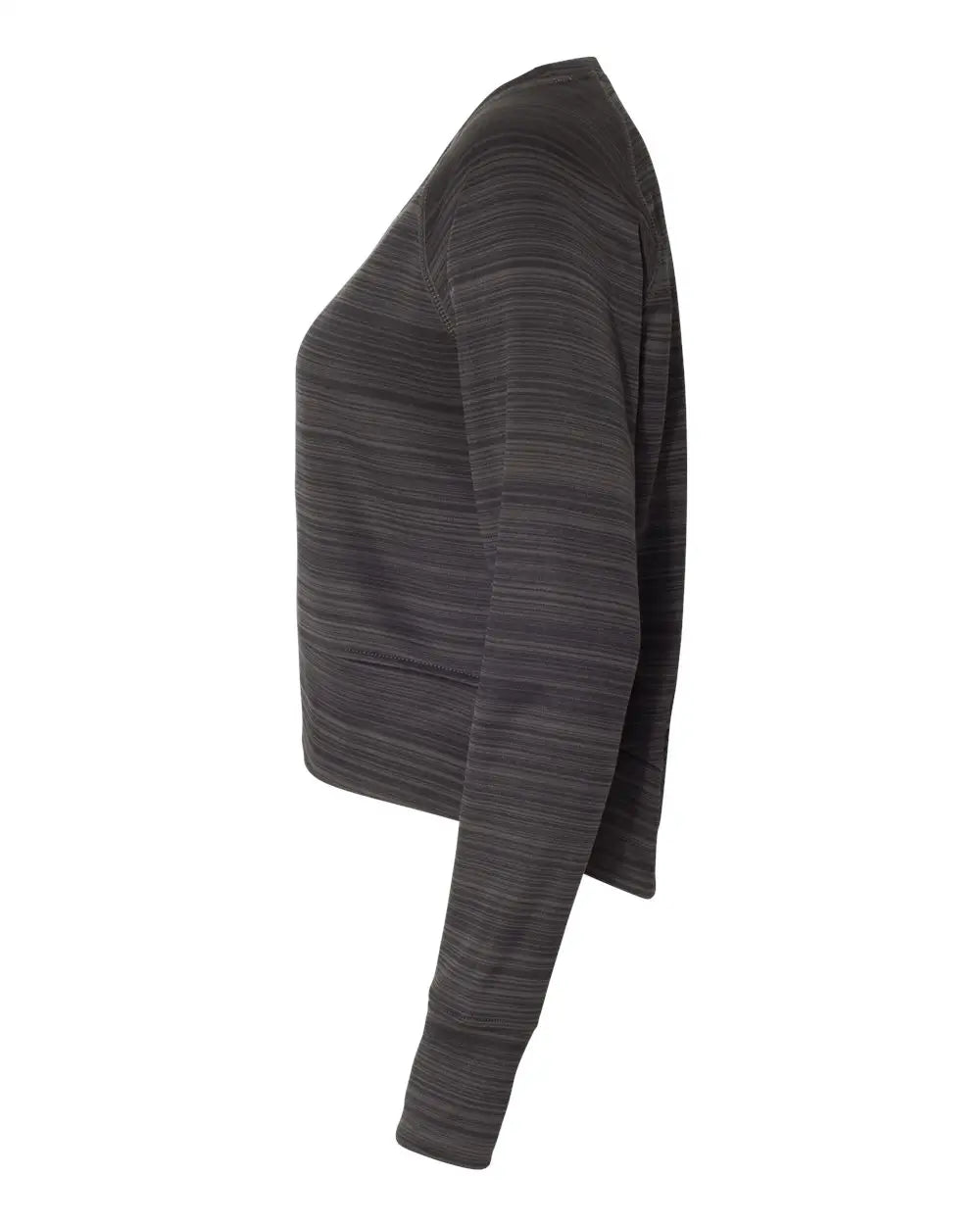 J. America 8663 Women’s Odyssey Striped Performance Fleece Hi-low Crewneck Sweatshirt - Granite