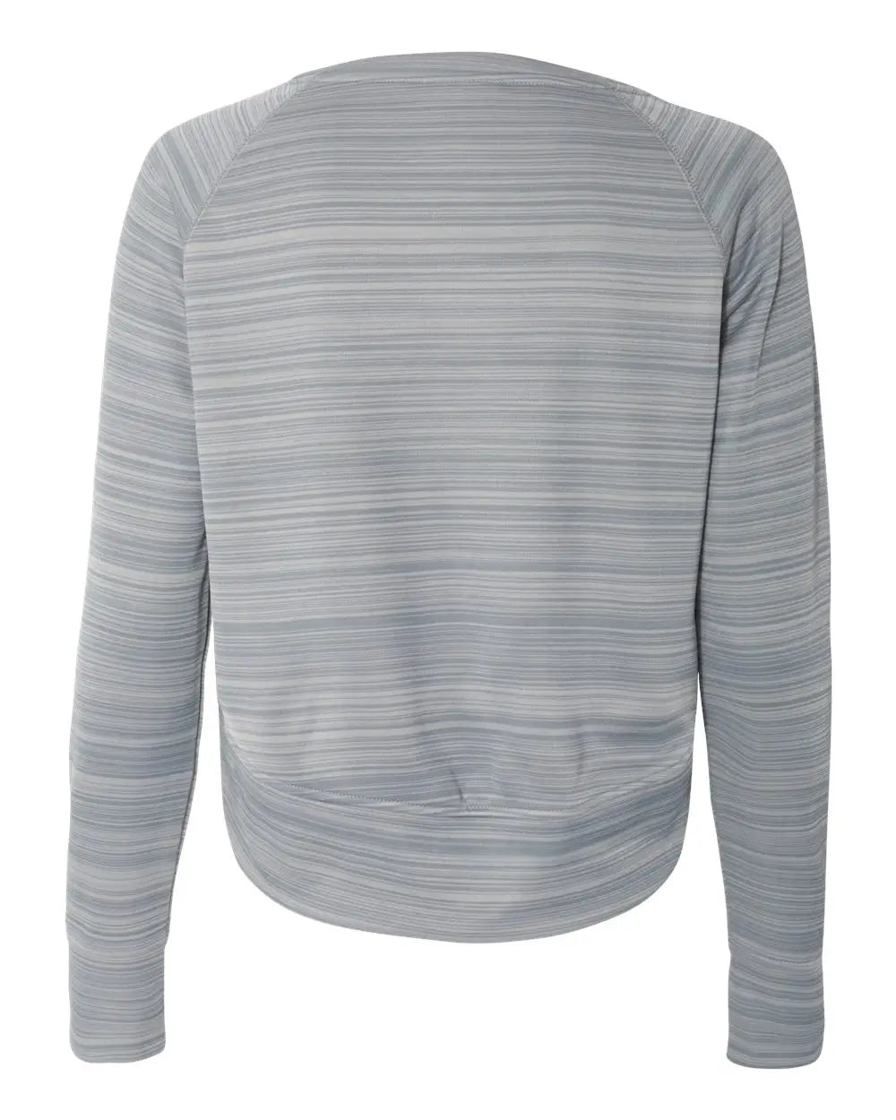 J. America 8663 Women’s Odyssey Striped Performance Fleece Hi-low Crewneck Sweatshirt - Quarry