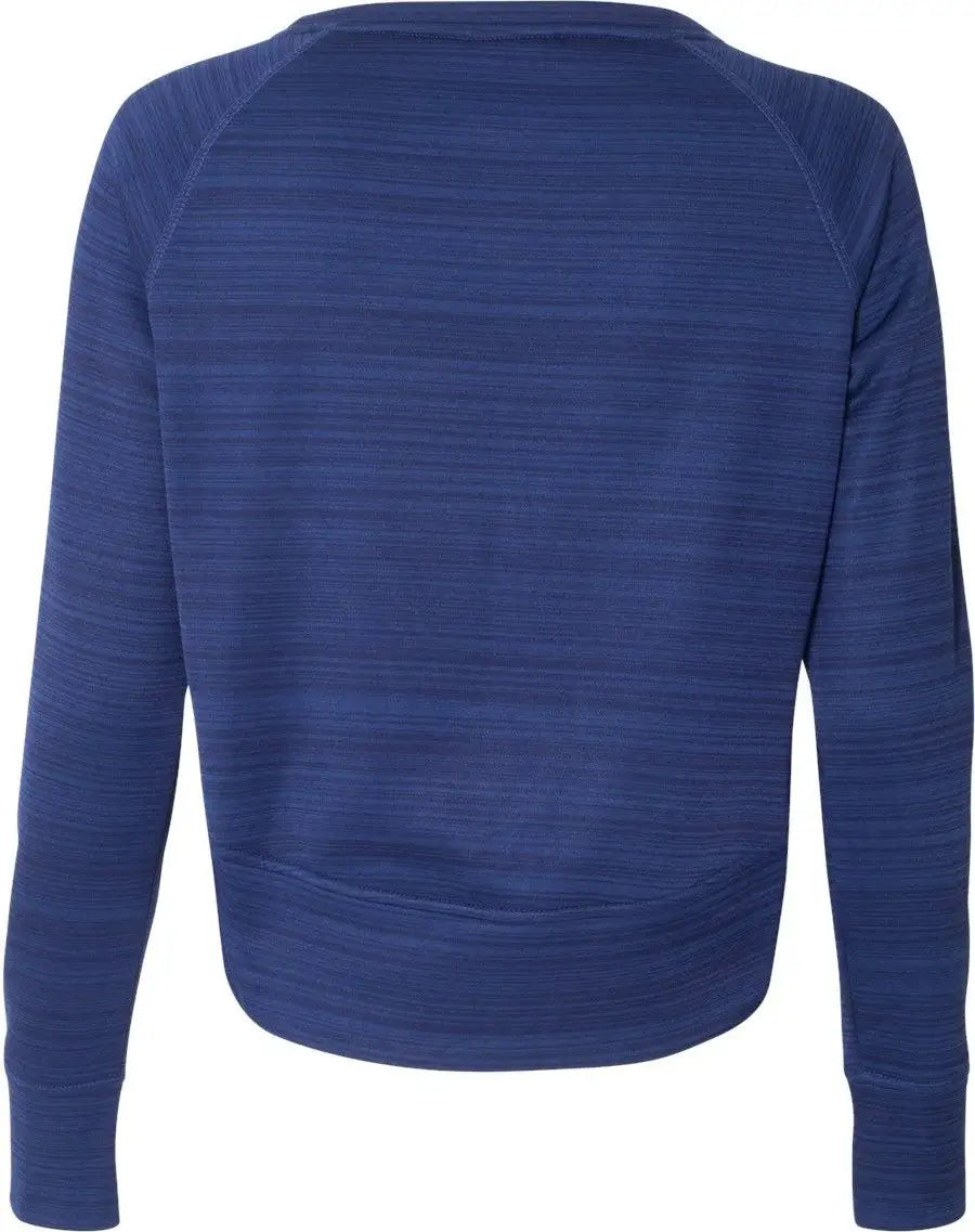J. America 8663 Women’s Odyssey Striped Performance Fleece Hi-low Crewneck Sweatshirt - Sapphire