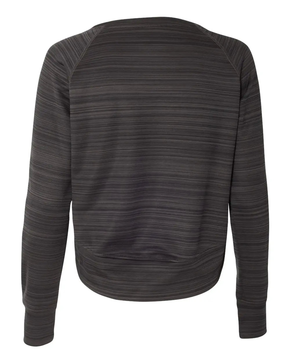 J. America 8663 Women’s Odyssey Striped Performance Fleece Hi-low Crewneck Sweatshirt - Granite