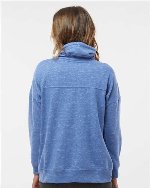 J. America 8673 Women’s Mélange Fleece Cowl Neck Sweatshirt - Royal