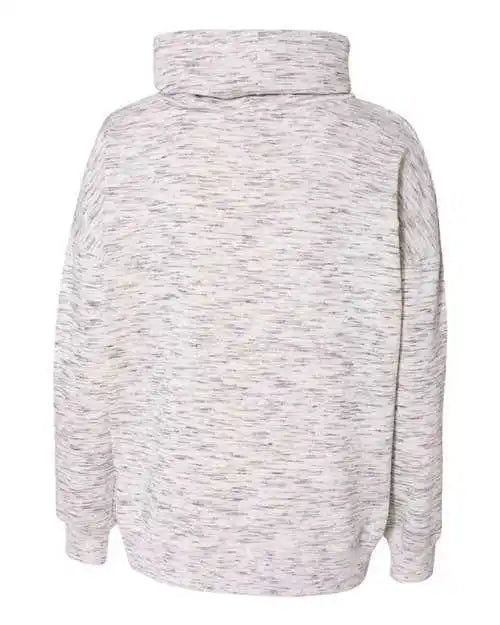J. America 8673 Womens Mlange Fleece Cowl Neck Sweatshirt - White
