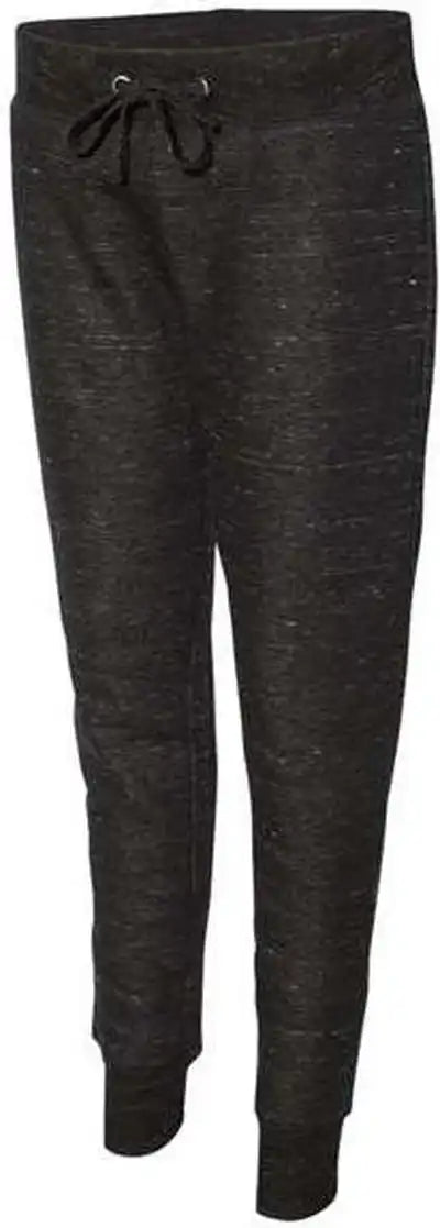 J. America 8675 Womens Mlange Fleece Joggers - Black