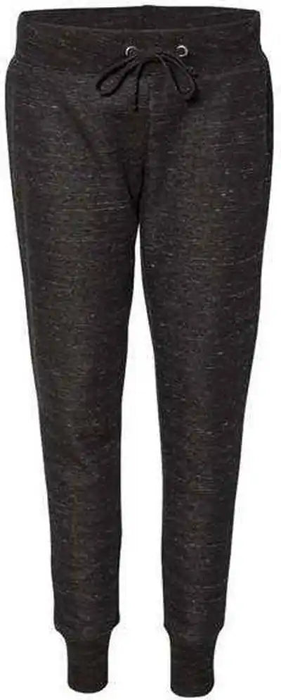 J. America 8675 Womens Mlange Fleece Joggers - Black