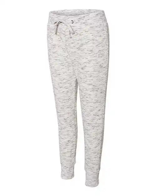 J. America 8675 Womens Mlange Fleece Joggers White