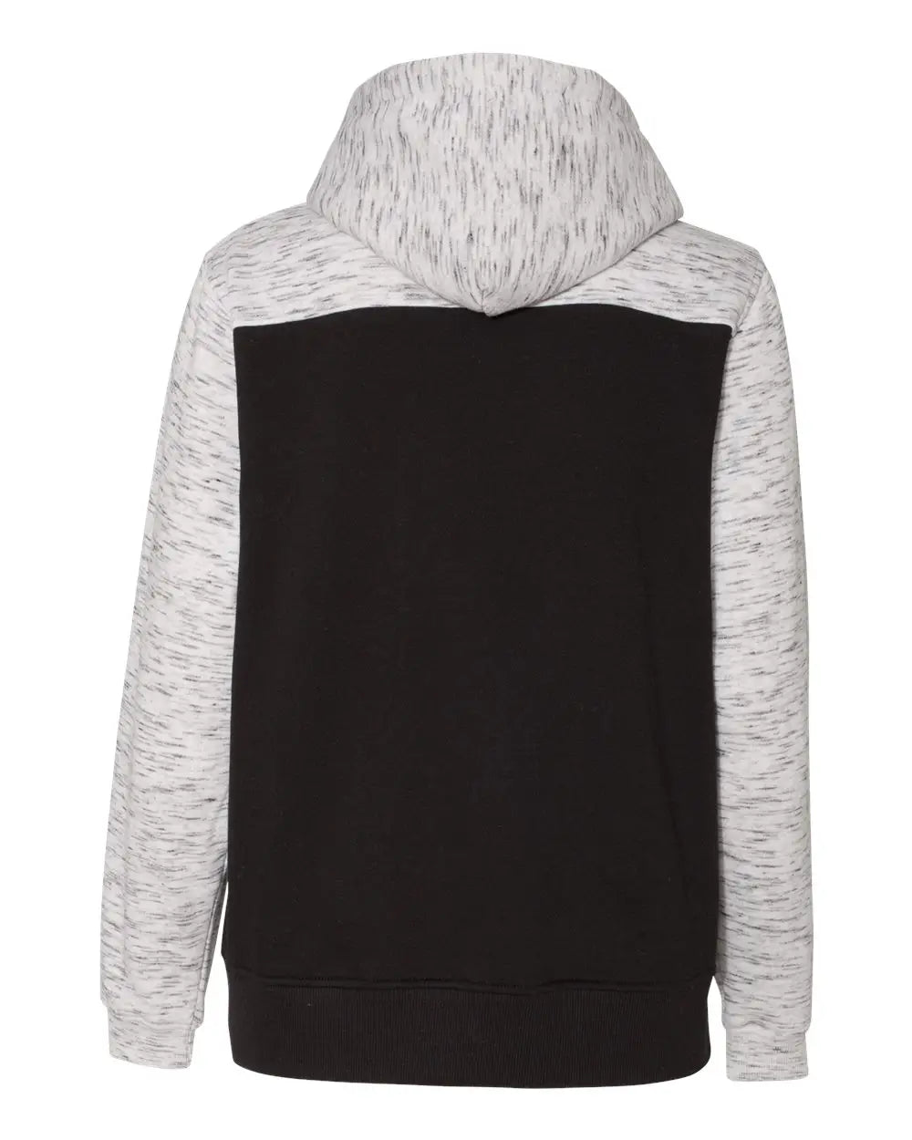 J. America 8676 Mãlange Fleece Colorblocked Hooded Sweatshirt - Black White