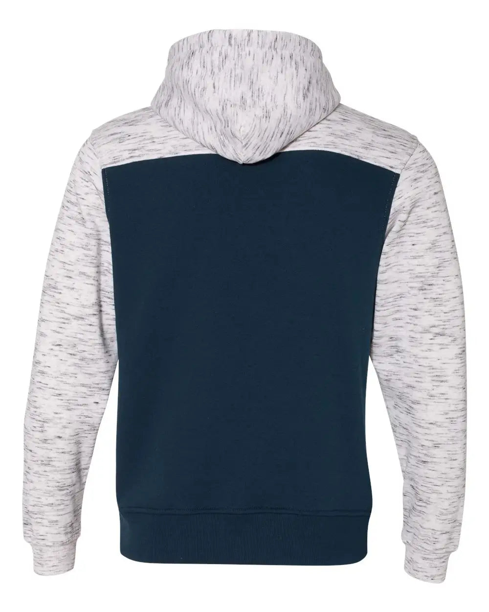 J. America 8676 Mélange Fleece Colorblocked Hooded Sweatshirt - Navy White - s