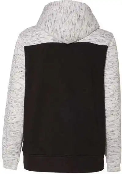 J. America 8676 Mlange Fleece Colorblocked Hooded Sweatshirt - Black White