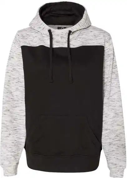 J. America 8676 Mlange Fleece Colorblocked Hooded Sweatshirt - Black White