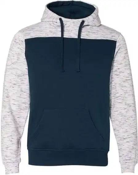 J. America 8676 Mlange Fleece Colorblocked Hooded Sweatshirt - Navy White