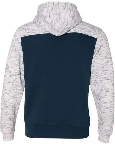 J. America 8676 Mlange Fleece Colorblocked Hooded Sweatshirt - Navy White