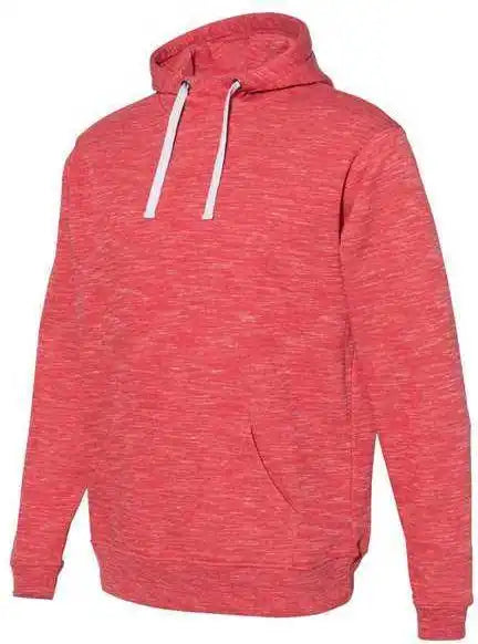 J. America 8677 Mlange Fleece Hooded Sweatshirt - Red