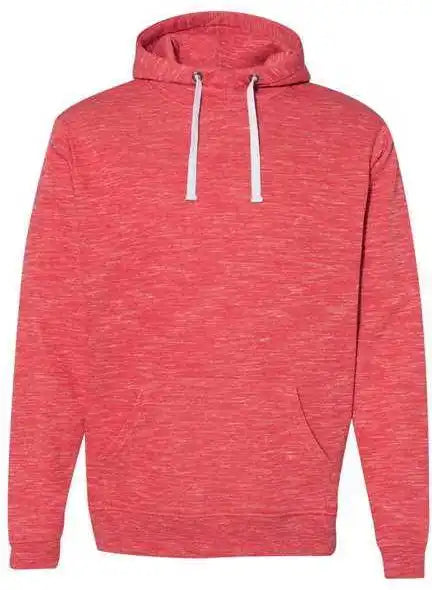 J. America 8677 Mlange Fleece Hooded Sweatshirt - Red
