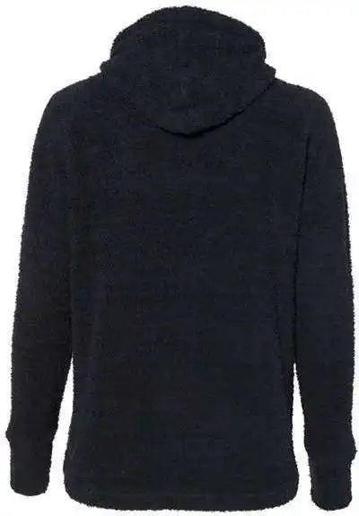 J. America 8680 Womens Teddy Fleece Hooded Pullover - Black