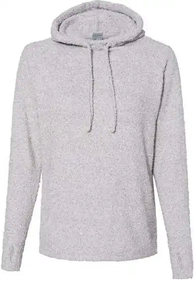 J. America 8680 Womens Teddy Fleece Hooded Pullover Smoke Heather