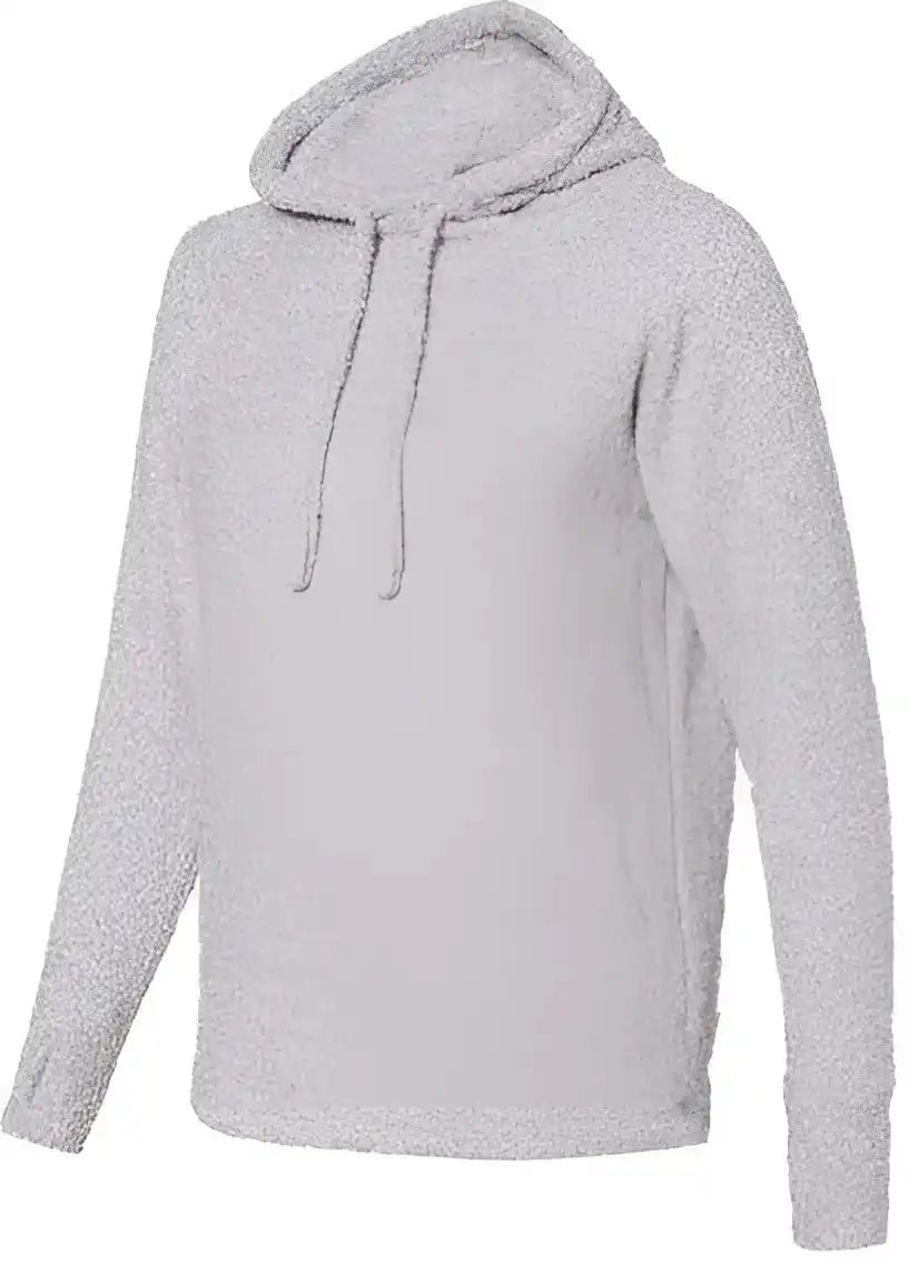 J. America 8680 Womens Teddy Fleece Hooded Pullover - Smoke Heather
