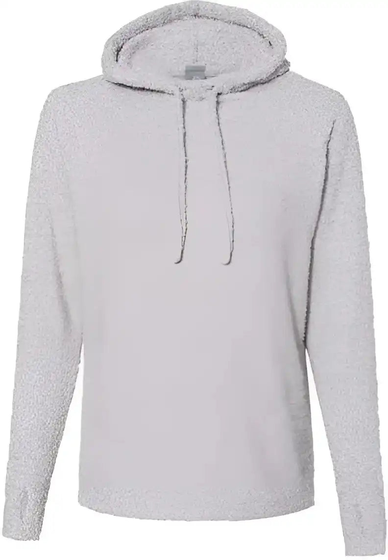 J. America 8680 Womens Teddy Fleece Hooded Pullover - Smoke Heather