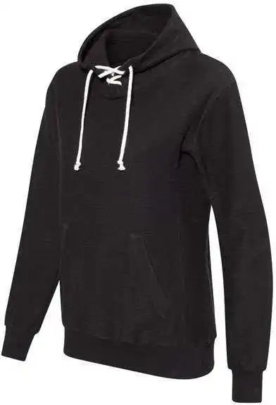 J. America 8694 Womens French Terry Sport Lace Scuba Hooded Pullover - Black