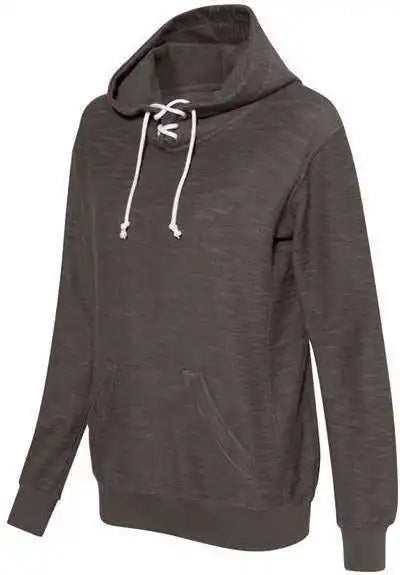 J. America 8694 Womens French Terry Sport Lace Scuba Hooded Pullover - Charcoal