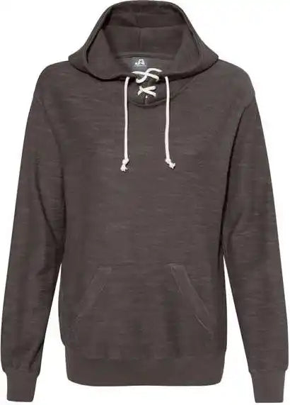 J. America 8694 Womens French Terry Sport Lace Scuba Hooded Pullover - Charcoal