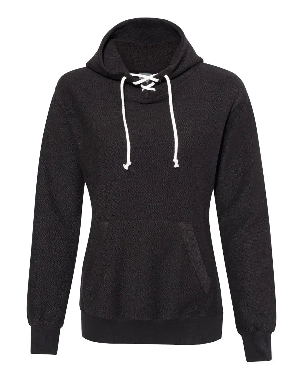 J. America 8694j Women’s French Terry Sport Lace Scuba Hooded Pullover - 8694 - Black - Ladies s