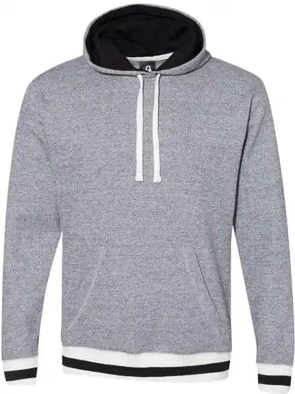 J. America 8701 Peppered Fleece Lapover Hooded Sweatshirt Pepper Black