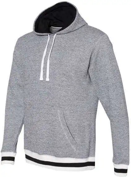 J. America 8701 Peppered Fleece Lapover Hooded Sweatshirt Pepper Black