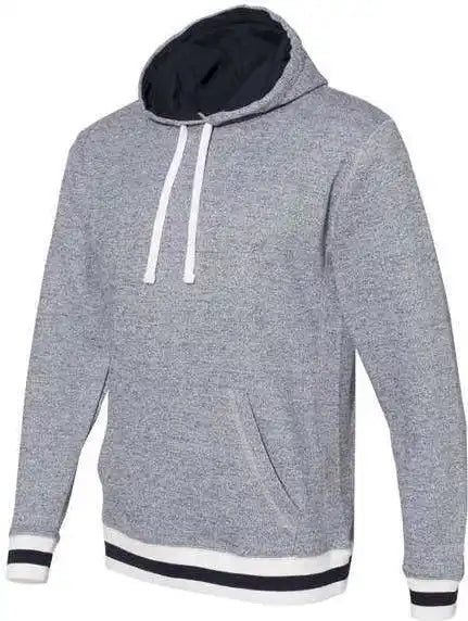 J. America 8701 Peppered Fleece Lapover Hooded Sweatshirt - Pepper Navy