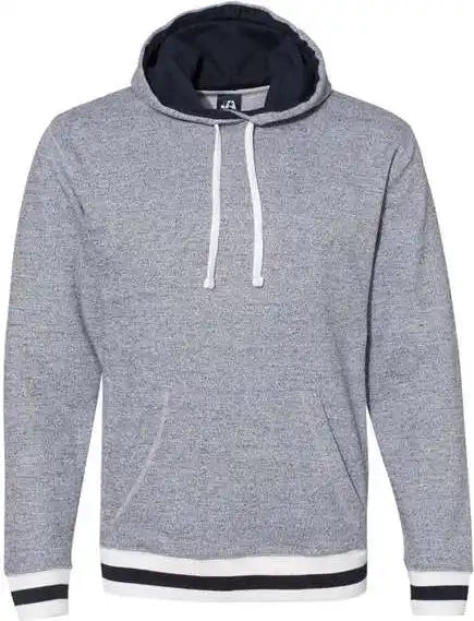 J. America 8701 Peppered Fleece Lapover Hooded Sweatshirt - Pepper Navy
