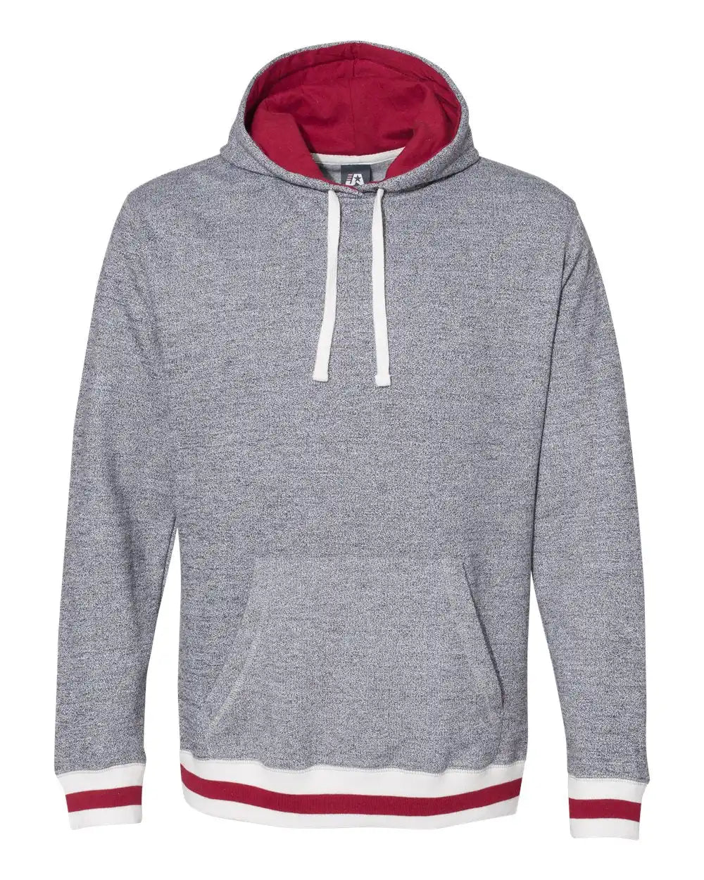 J. America 8701j Peppered Fleece Lapover Hooded Sweatshirt - 8701 - Pepper Red - Pepper/ / s
