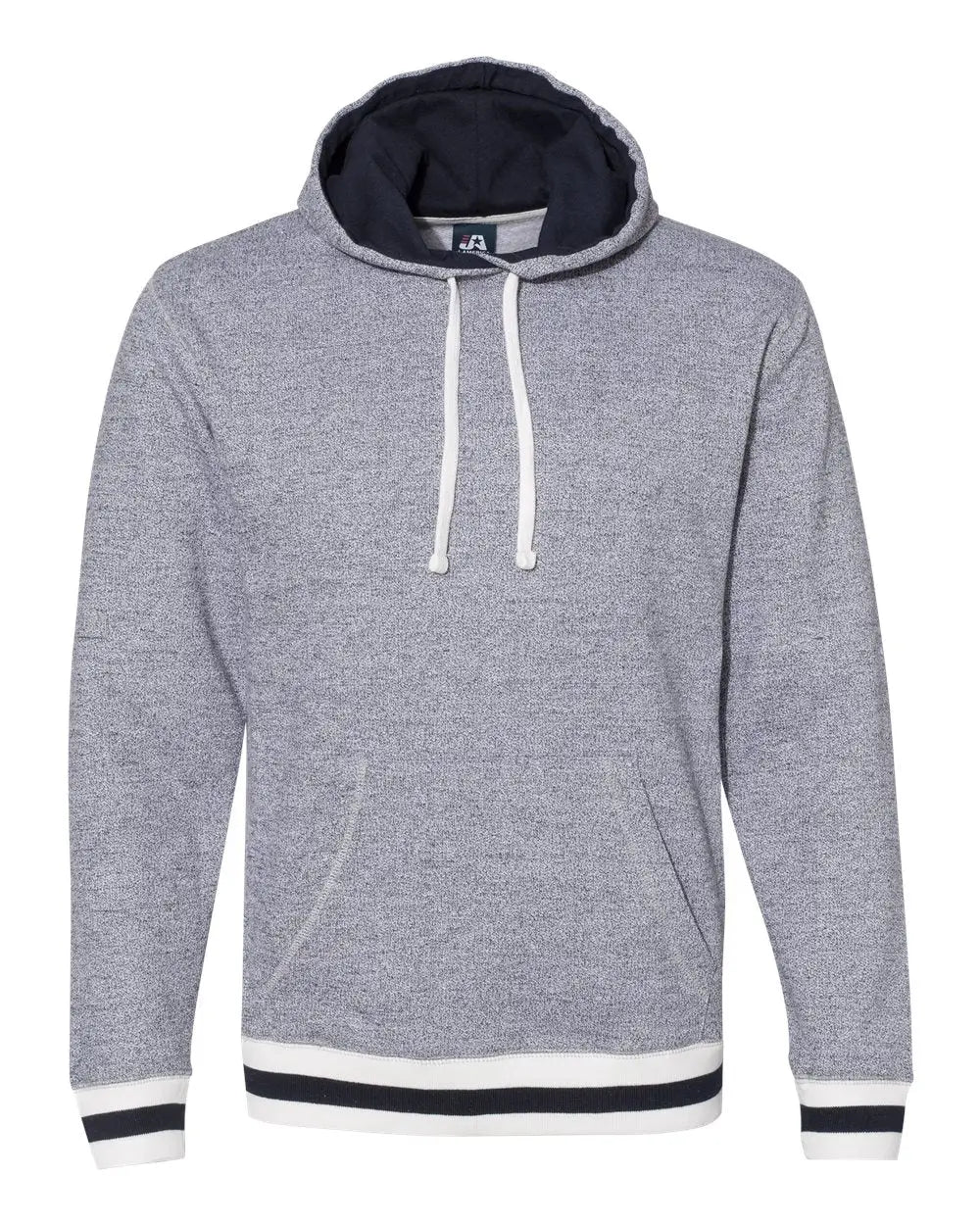 J. America 8701j Peppered Fleece Lapover Hooded Sweatshirt - 8701 - Pepper Navy - Pepper/ / Adult s