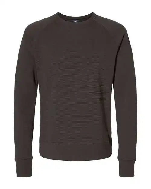 J. America 8707 Ripple Fleece Raglan Crewneck Sweatshirt - Black
