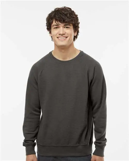 J. America 8707a Ripple Fleece Raglan Crewneck Sweatshirt - 8707 - Black