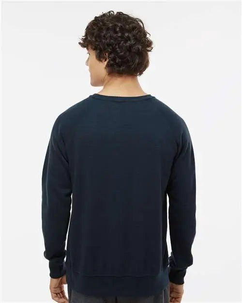 J. America 8707a Ripple Fleece Raglan Crewneck Sweatshirt - 8707 - Navy