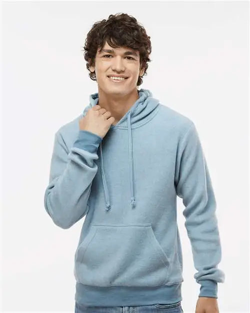 J. America 8709 Flip Side Fleece Hooded Sweatshirt - Chambray Heather