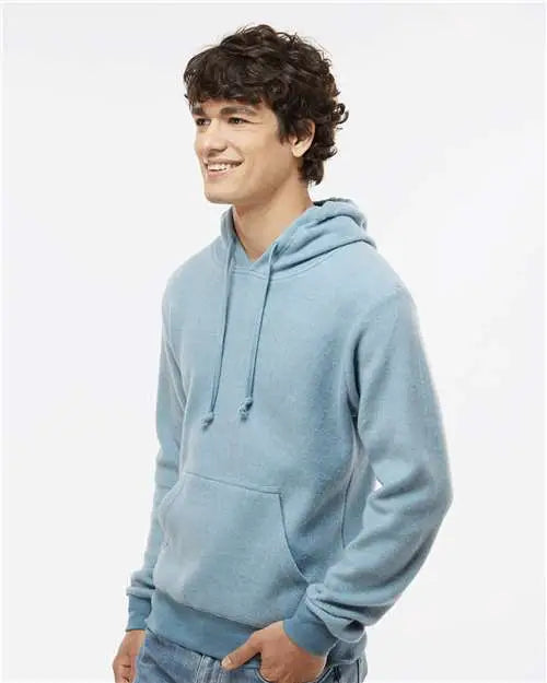 J. America 8709 Flip Side Fleece Hooded Sweatshirt - Chambray Heather