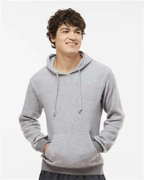 J. America 8709 Flip Side Fleece Hooded Sweatshirt - Grey Heather