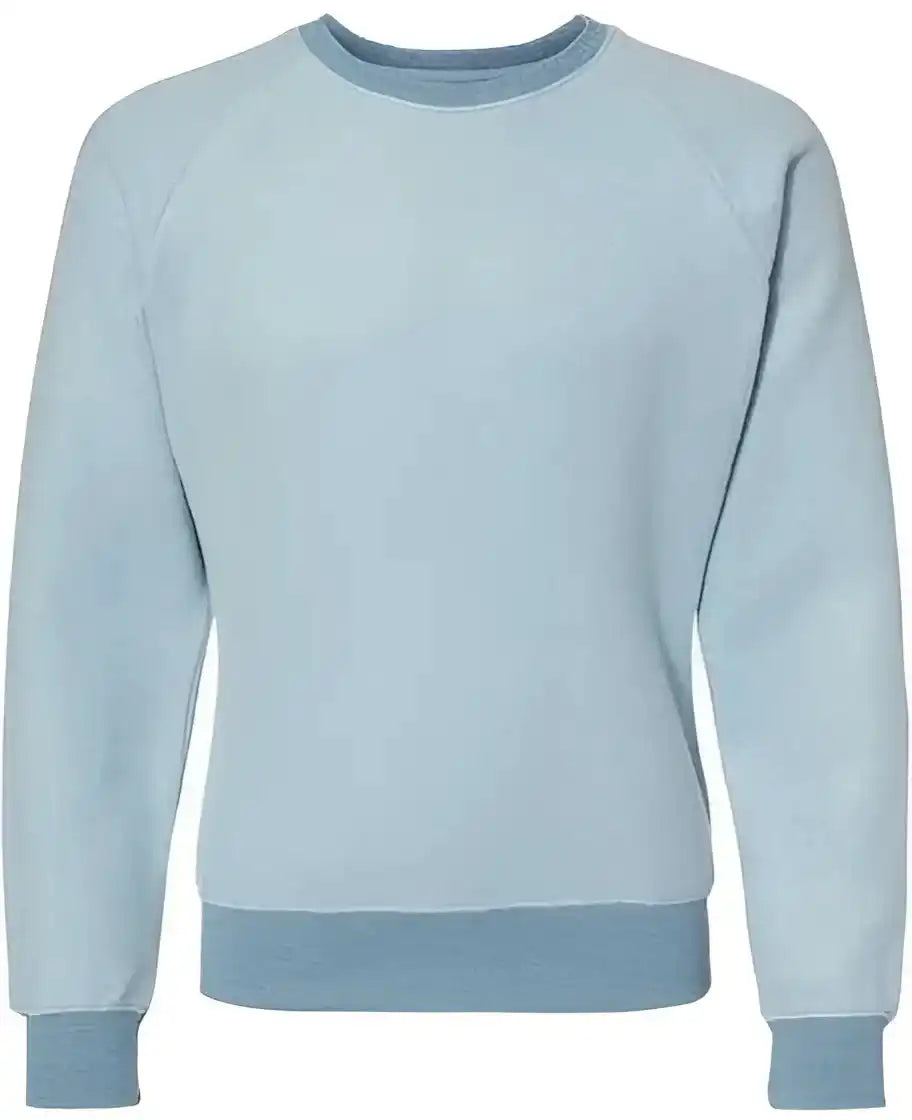 J. America 8710 Flip Side Fleece Crewneck Pullover Chambray Heather