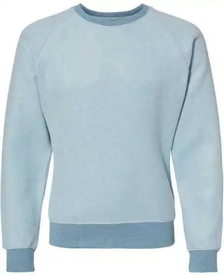 J. America 8710 Flip Side Fleece Crewneck Pullover - Chambray Heather