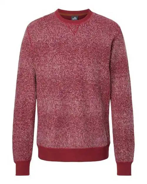 J. America 8712 Aspen Fleece Crewneck Sweatshirt - Burgundy Speck