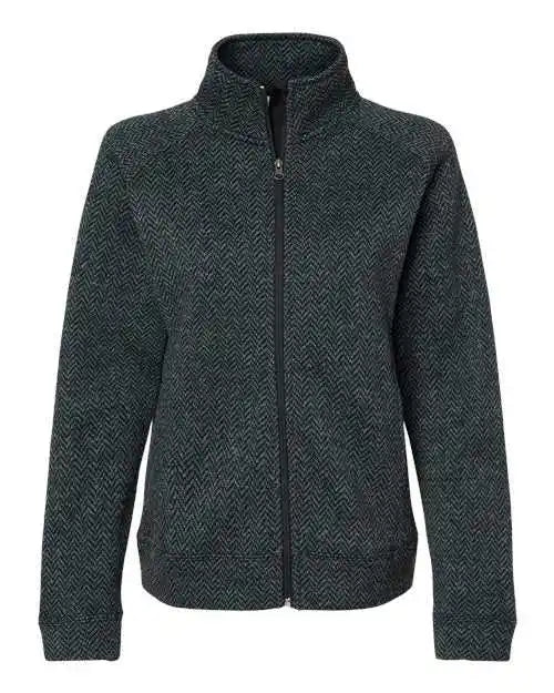 J. America 8716 Women’s Traverse Full-zip Sweatshirt - Black Herringbone