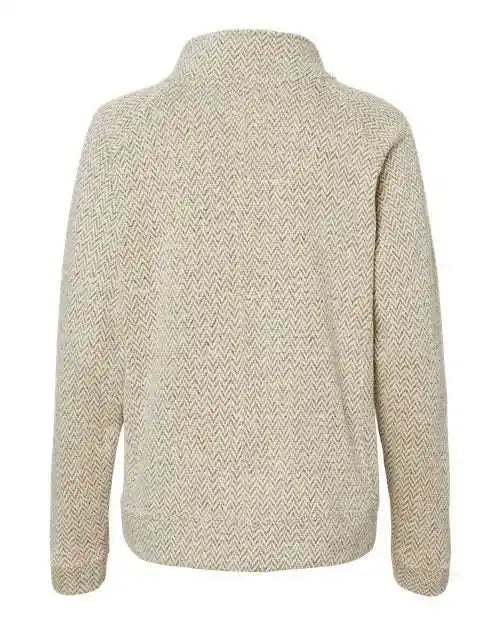 J. America 8716 Women’s Traverse Full-zip Sweatshirt - Oatmeal Herringbone