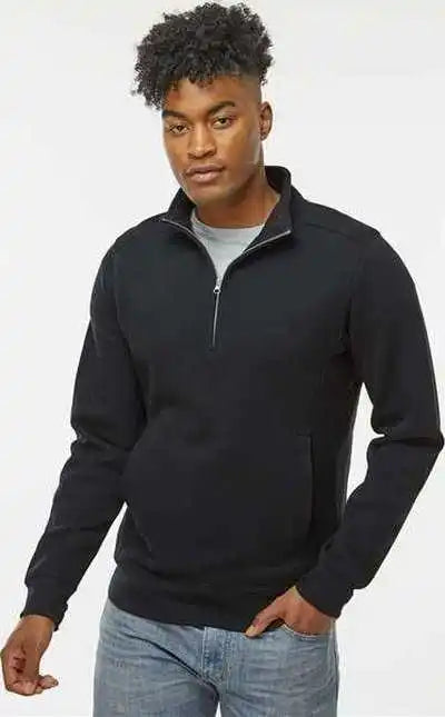 J. America 8717 Heavyweight Fleece Quarter Zip Sweatshirt Black