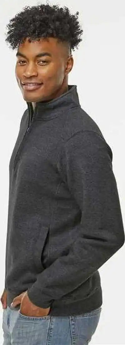 J. America 8717 Heavyweight Fleece Quarter-zip Sweatshirt - Charcoal Heather