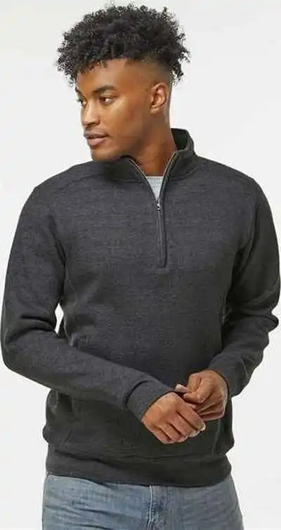 J. America 8717 Heavyweight Fleece Quarter-zip Sweatshirt - Charcoal Heather