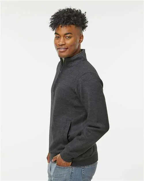 J. America 8717 Heavyweight Fleece Quarter-zip Sweatshirt - Charcoal Heather