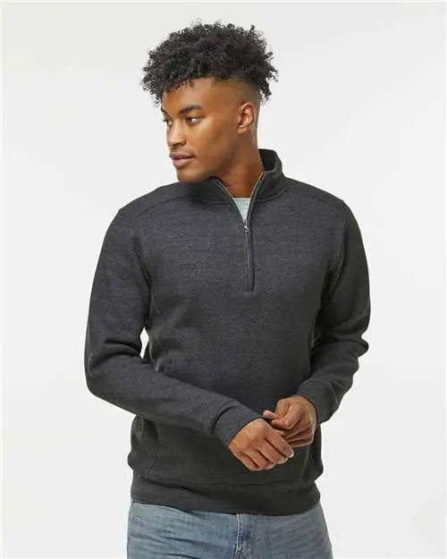 J. America 8717 Heavyweight Fleece Quarter-zip Sweatshirt - Charcoal Heather