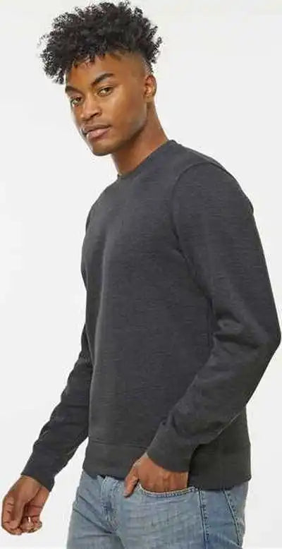 J. America 8721 Btb Fleece Crewneck Sweatshirt - Charcoal Heather