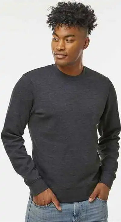 J. America 8721 Btb Fleece Crewneck Sweatshirt - Charcoal Heather